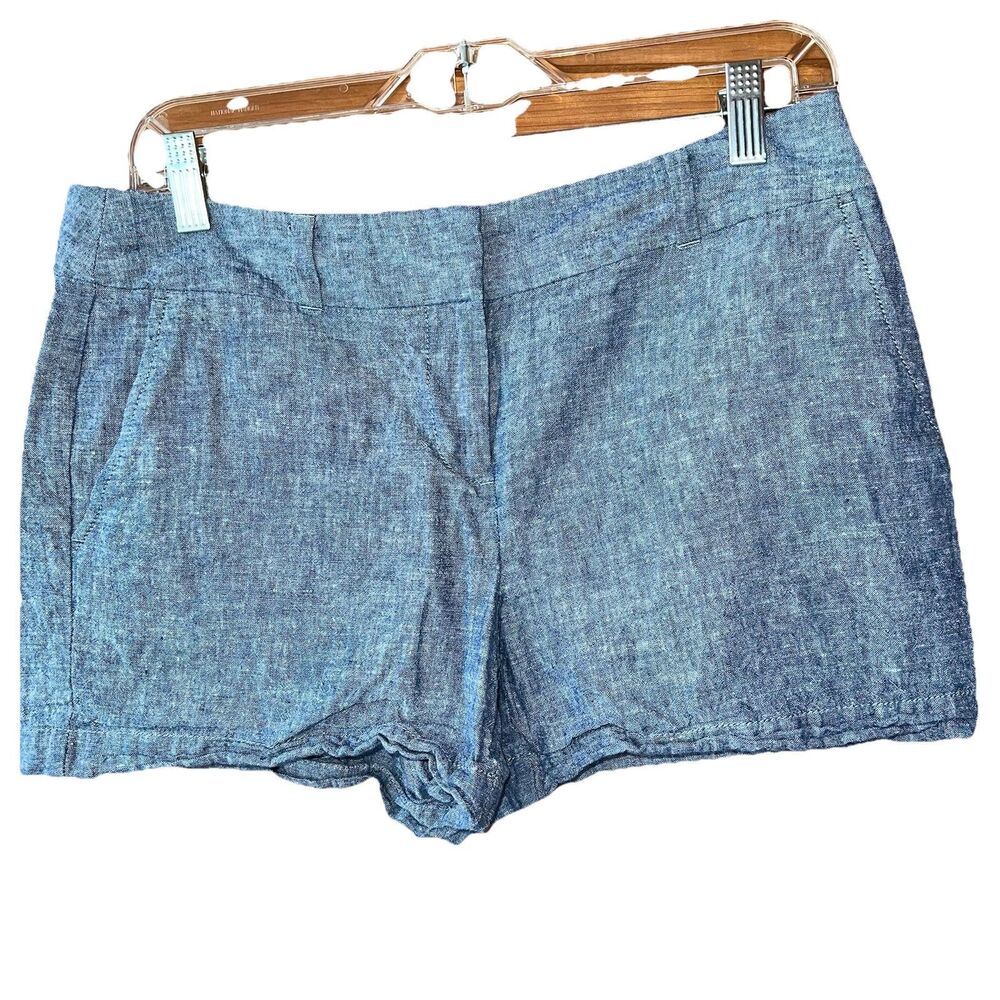 Ann Taylor LOFT Outlet Linen Blend Blue Chambray 4" Shorts Size 4